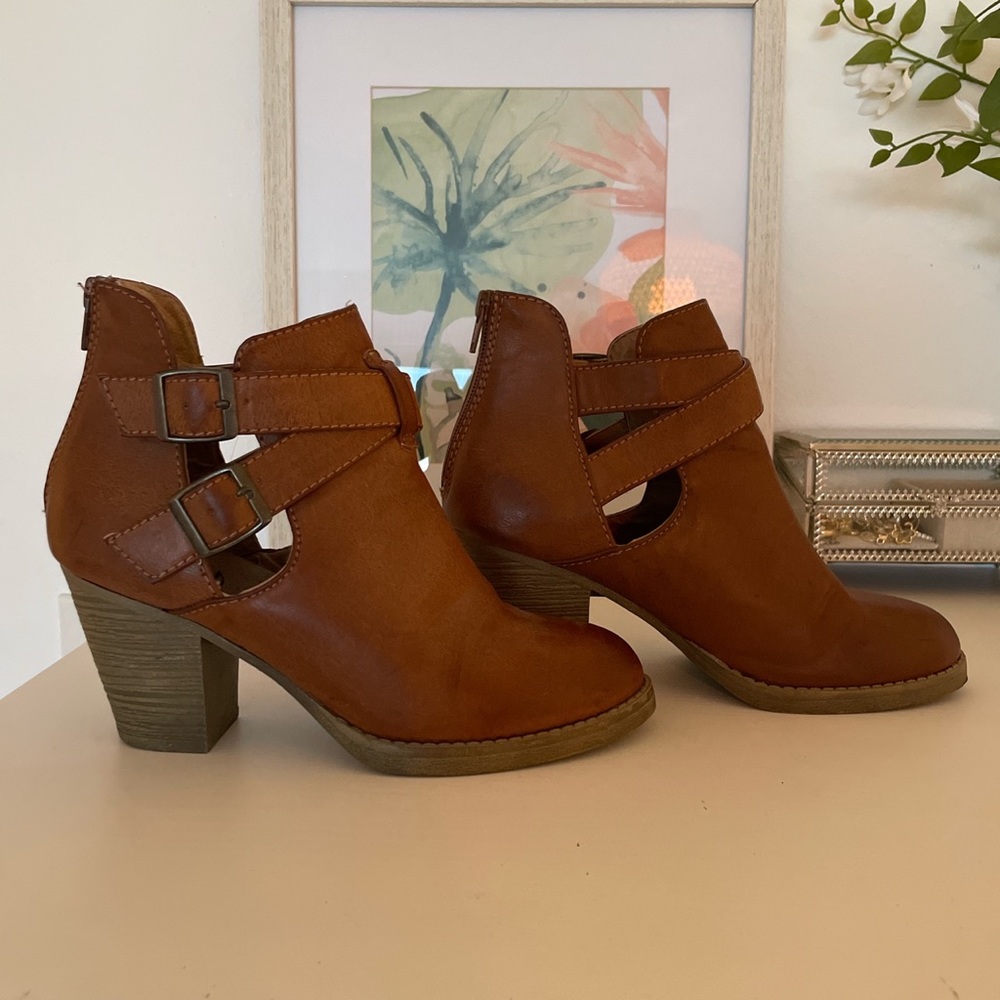 Brown heeled boots